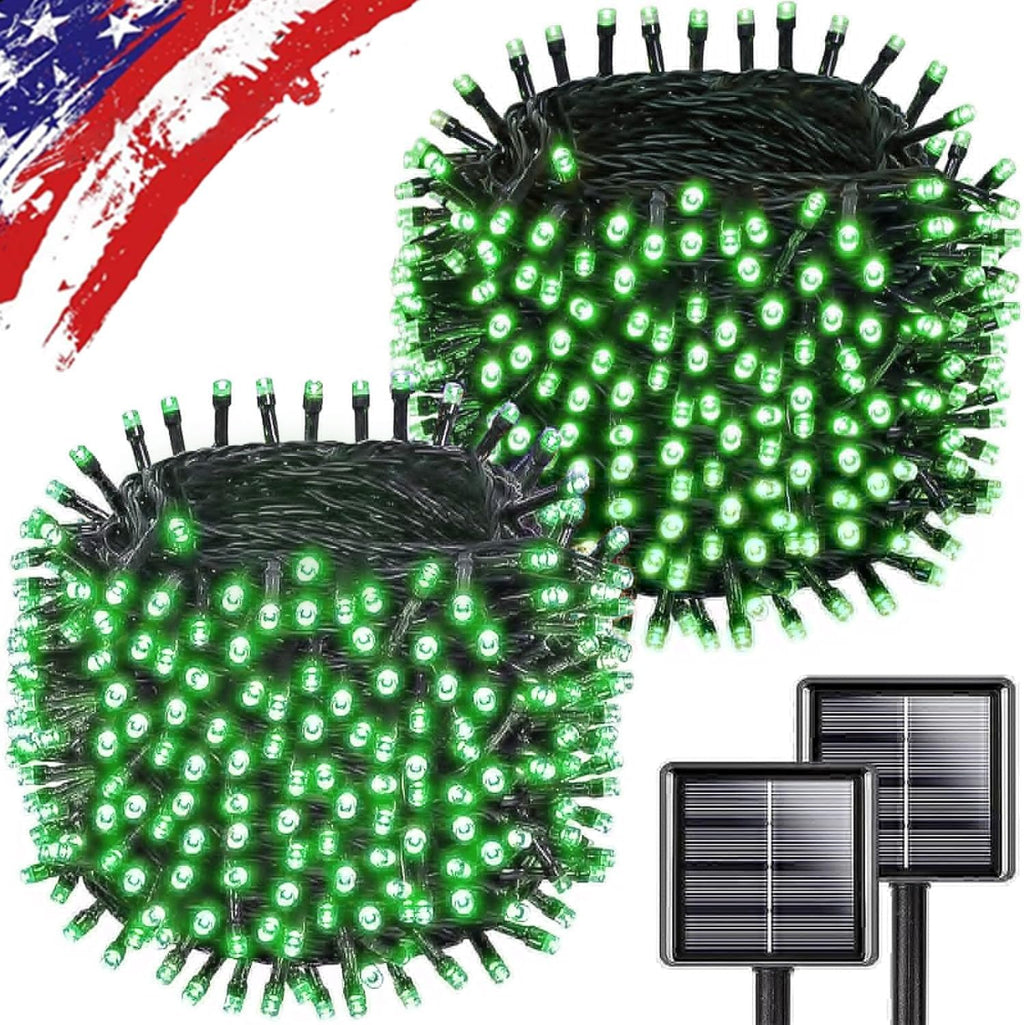 Upgrade Solar String Lights for Outside 2 Pack Total 180FT 500LED String Lights Outdoor with 8 Modes, IP65 Waterproof Outdoor Solar Twinkle Lights, Garden Tree Party Christmas Decorations, Green