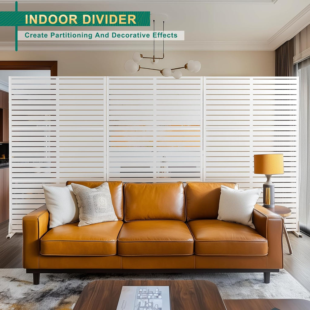 72" H×47" W Metal Outdoor Privacy Screen Freestanding, Panels for Patio Lawn Deck, Freestanding Decorative Privacy Screen for Balcony Yard&Garden(Consists of 3 Panels)