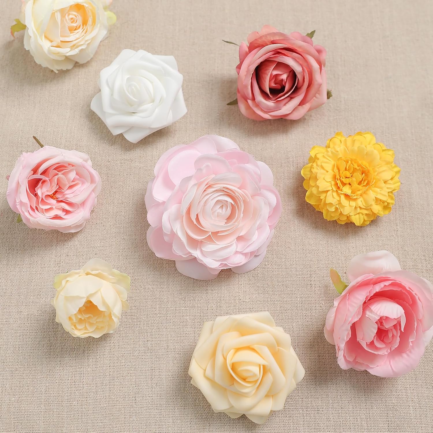 Artificial Flower Assortment for DIY Centerpiece Arrangement Wedding Hand Bouquet Flower Bouquet Centerpiece Arrangement Party Baby Shower Home Decoration (Pink Yellow)