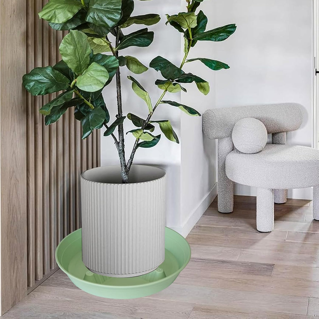 4 Pack Plant Saucer 8 inch, 10 12 14 17 inch, Plant Stand Plastic Plant Saucers for Indoors Outdoor, Heavy Duty Flower Planter Drip Trays for Pots, Pot Saucers for Plants, Grow Bags Saucers