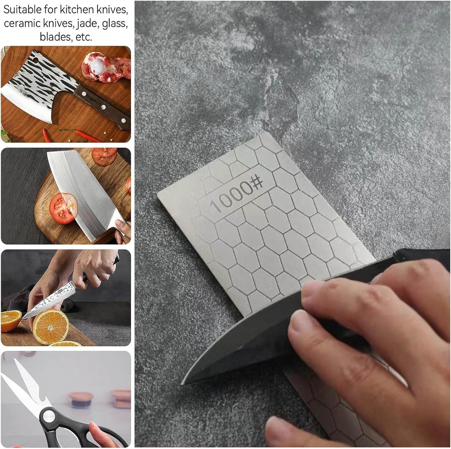 Diamond Sharpening Stone Set,8 Pcs Diamond Lapping Plate Coarse/Medium/Fine Grit Sharpener,240/400/600/800/1000/1500/2000/3000 Grit，Perfect Assistance Sharpener Angle Guide