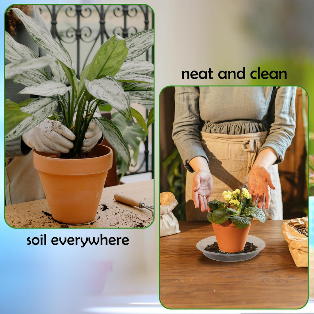 6 Pack 6 Inch Round Plant Saucers for Less 5 Inch Pot Indoors Outdoors Plant Trays for Pots Planter Saucer Plastic Plant Drip Tray Flower Planter Water Tray for Potted Plant(Clear, 6"(6pcs))