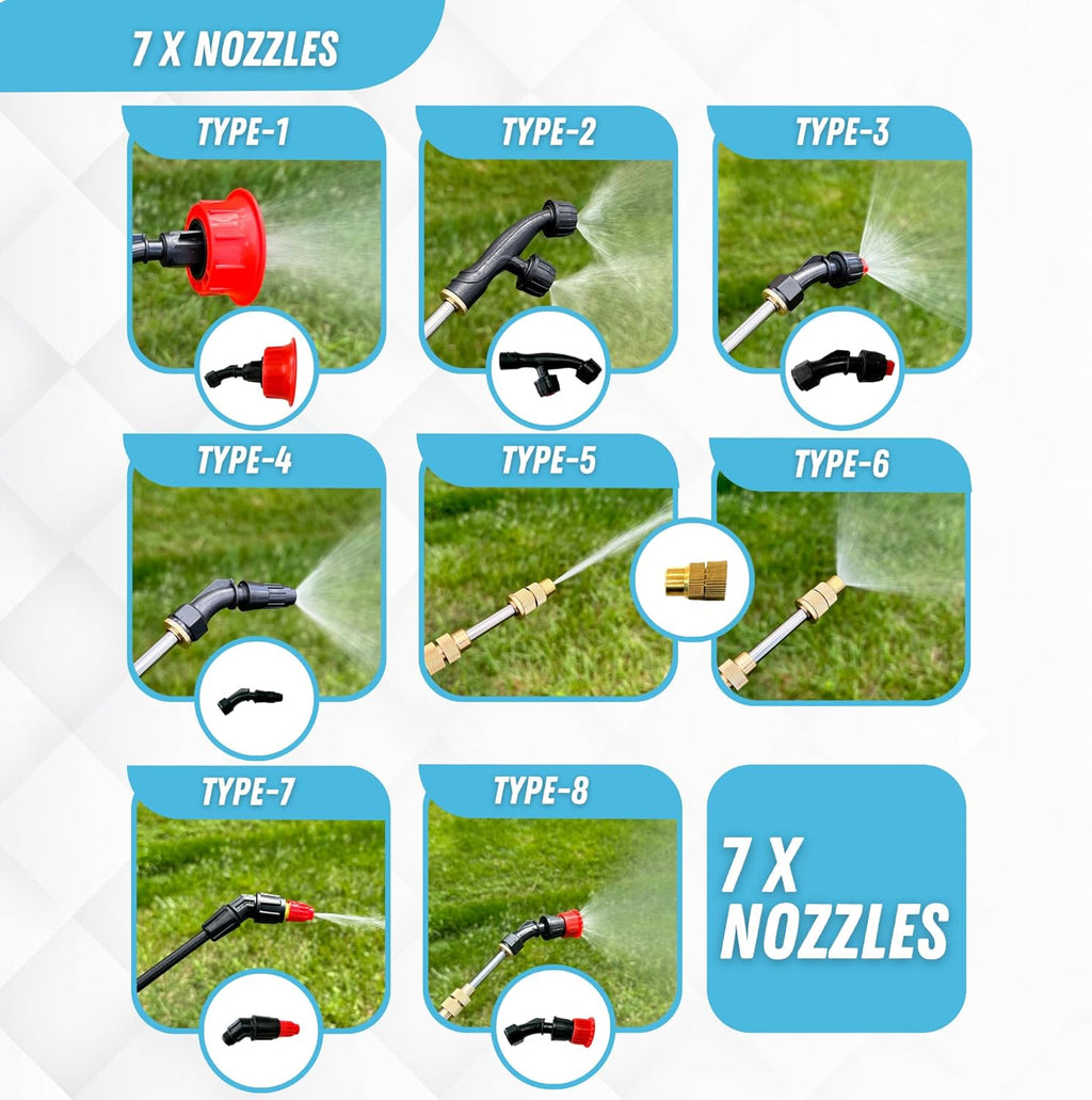 4.2 Gallon Battery Powered Sprayer with Cart - Professional Sprayer Gun - Wheeled Cart for Lawn & Garden with Adjustable Nozzles and Backpack, Weeding and Cleaning