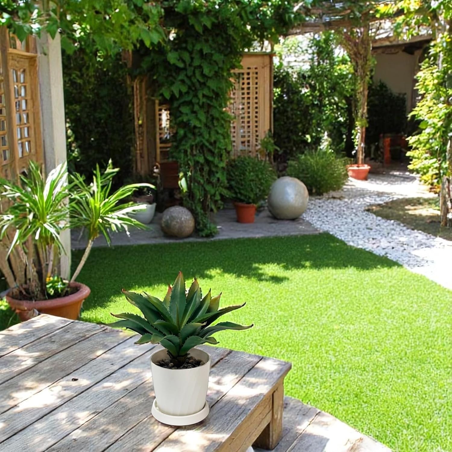 12.5 Inch Artificial Aloe Plant - Large Faux Succulents (Unpotted), Realistic Fake Plants for Home Decor Indoor Outdoor (Green)