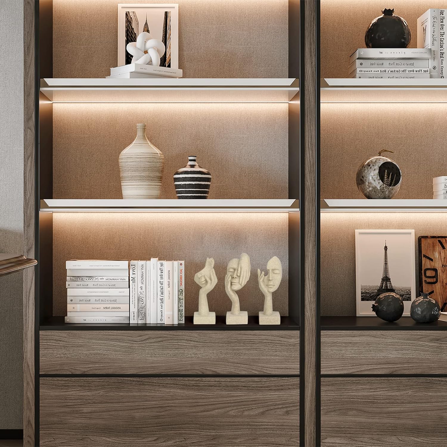 3 Pcs Thinker Statue,Modern Home Resin Sculptures,Collectible Figurines for Home Office Bookshelf Desktop Decor(Sandstone)