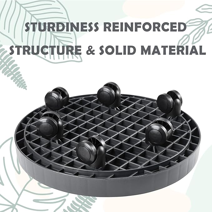 11 Inch Planter Caddies Rolling Saucer Caddy with Wheels, Heavy Duty Wheeled Stand for Potted Plant, Round Coaster Roller Base Tray with Casters, Flower Pot Dolly Holder for Indoor Outdoor