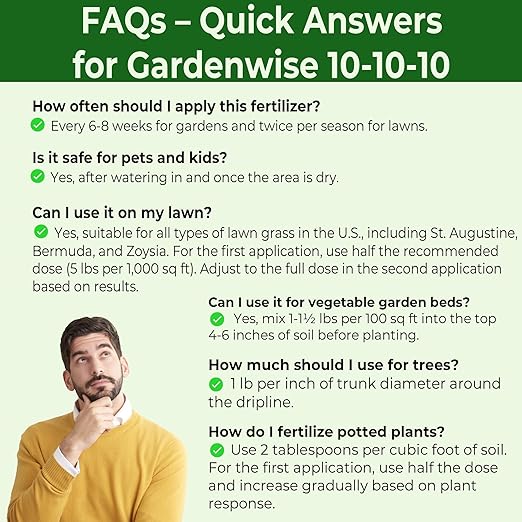 10-10-10 Plant Fertilizer Slow Release – 10 10 10 All Purpose Granular Garden Fertilizer for Fruit Trees, Evergreens, Vegetables, Arborvitae, Fig Trees, Shrubs, Pines, Oaks, Flowers