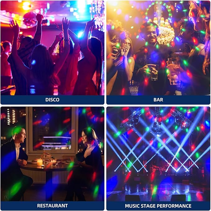 4-Pack DJ Disco Ball, Party Lights Sound Activated with Remote, Strobe Light for Home Room Dance Birthday Party Supplies, Stage Lamp for New Years Birthday Halloween Christmas Decorations