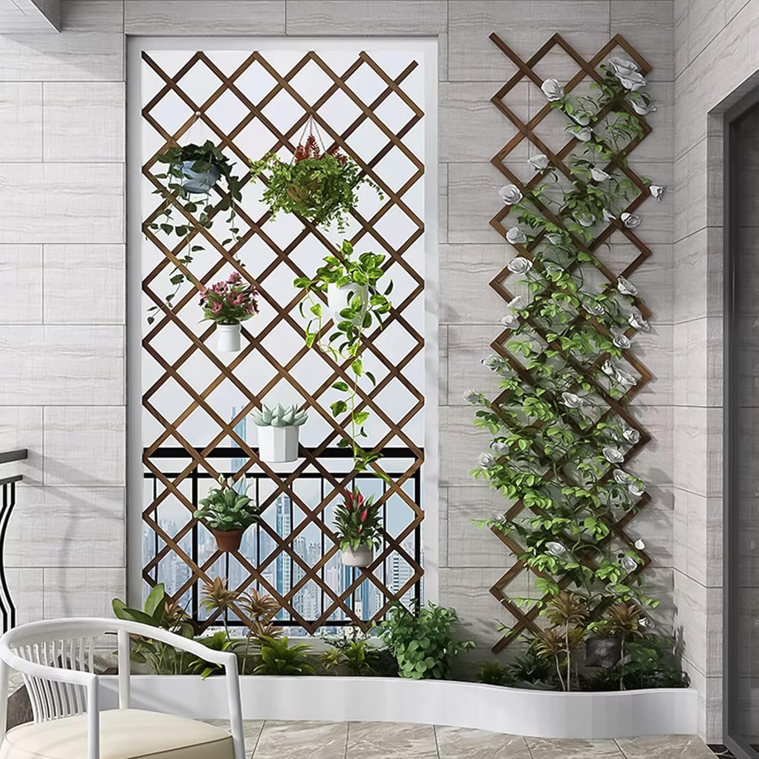 Expandable Garden Trellis, 37" x 90" Trellis for Climbing Plants Outdoor, Wooden Lattice Fence Wall Panel Lattice Panels for Outside, for Climbing Plants Vine Ivy Rose Cucumbers
