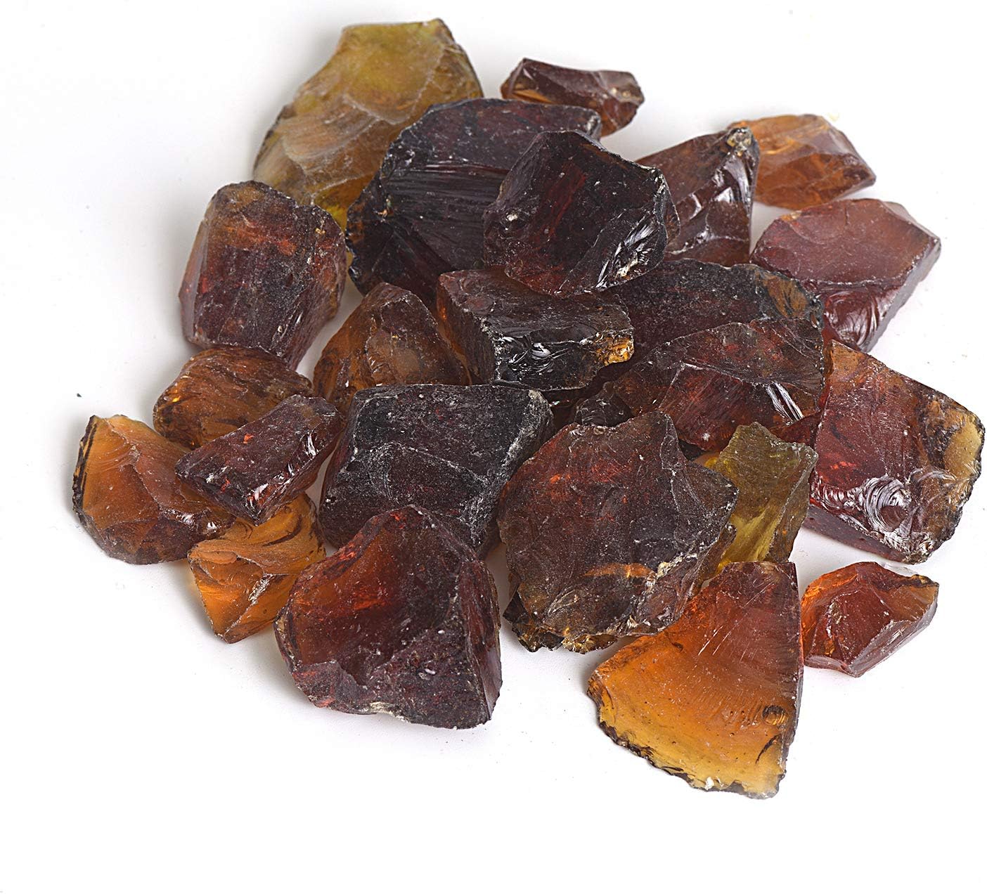 High Luster Reflective Fire Glass Gravel,Fire Gems,Fire Drops,Fire Glass Pebbles Stones Beads Chips for Fire Pit Fish Tank Aquarium Garden,1-2cm,540g/1.19lb (Amber)