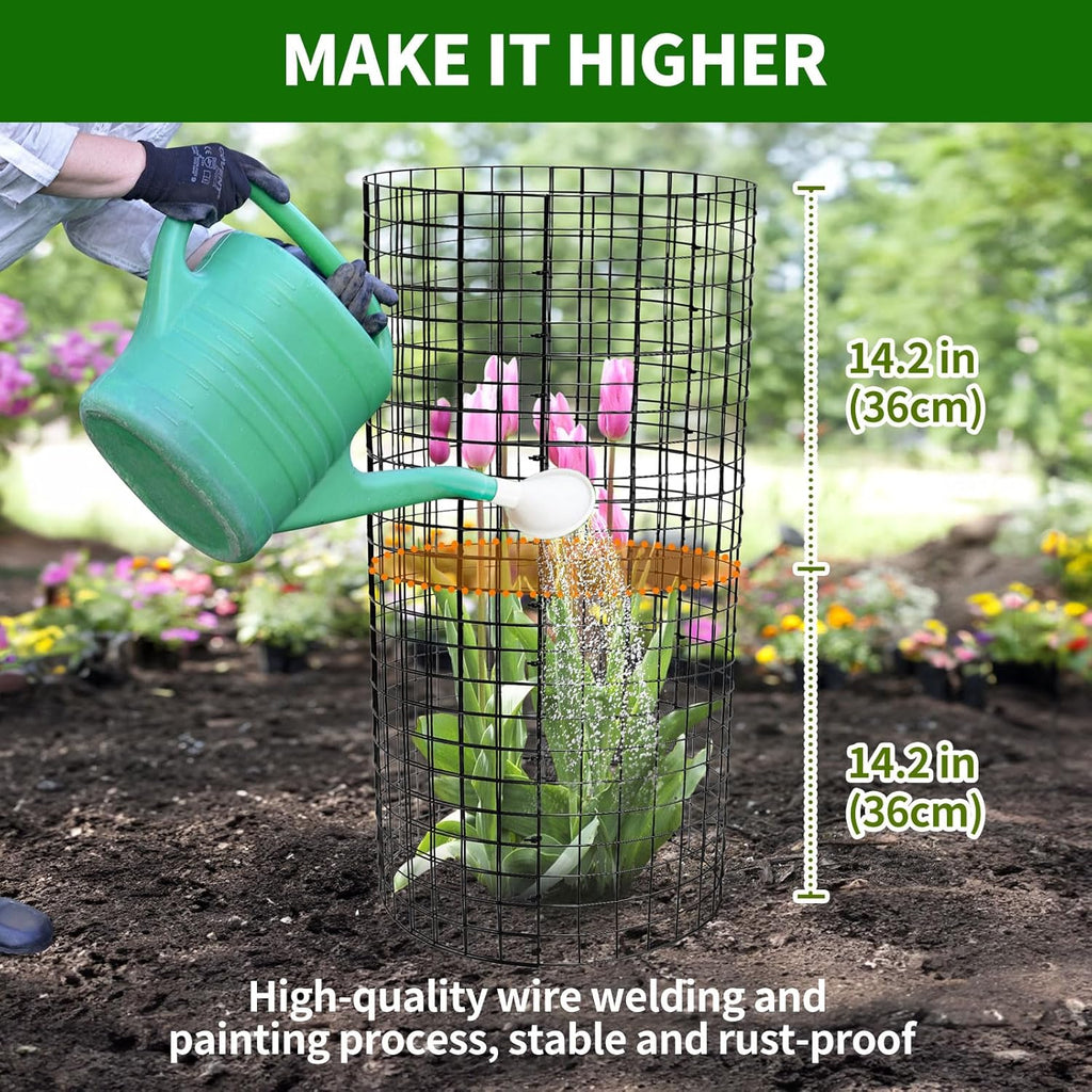 10 Pack Metal Plant Protector, Metal Plant Protection Cages (13" Diax14.2H) to Keep Animals Out, for The Garden Protection of Flowers, Saplings, Fruits Vegetables, Black