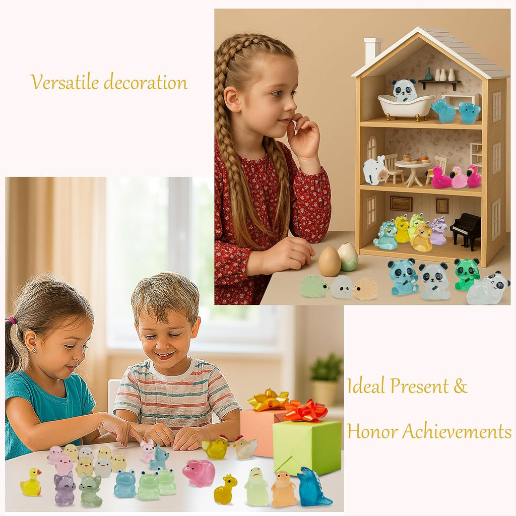 120 Pcs Luminous Mini Resin Animals Tiny Resin Figurines Glow in The Dark Tiny Ducks for Fairy Garden, Miniature Accessories, Crafts, and Decor