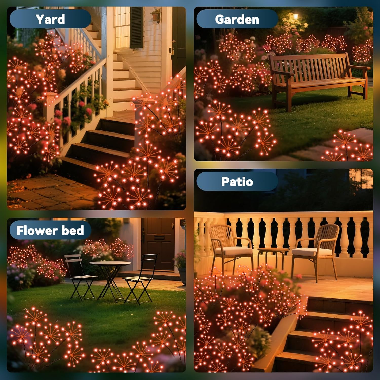 Solar Garden Lights 2 Pack Waterproof Swaying Starburst Light Solar Outdoor Lights for Yard Patio Walkway Pathway Party Wedding Decoration, Unique Gifts for Women, Orange