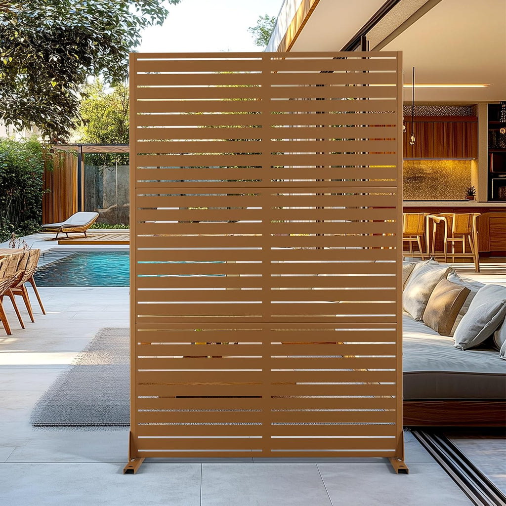 Outdoor Privacy Screen,72" H×47" W Metal Privacy Screen, Freestanding Privacy Fence Panels for Patio