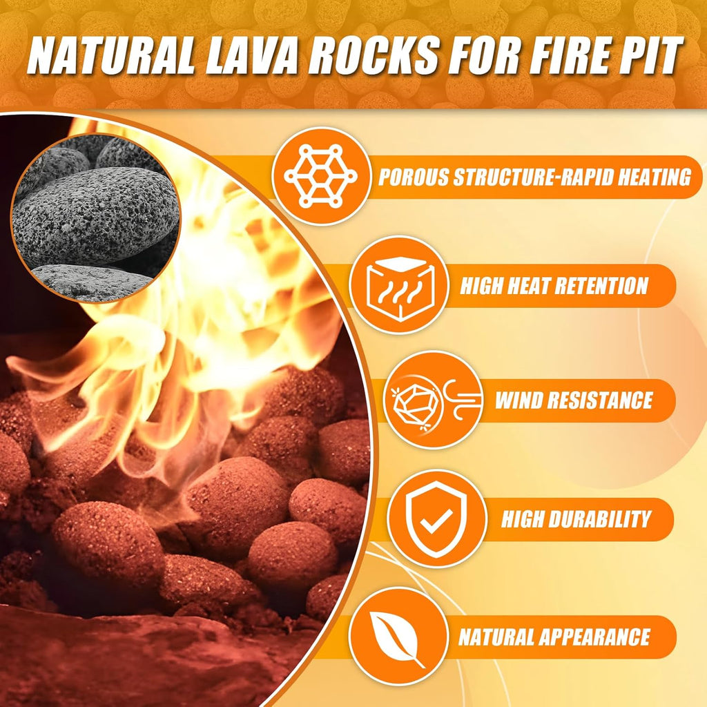 CJGQ 7 Lb Lava Rocks for Fire Pit,2"-3" Natural Pebbles Tumbled Lava Rock,Round Fire Pit Rocks for Portable Fireplaces Propane Gas Fish Tank Landscaping Garden Decoration