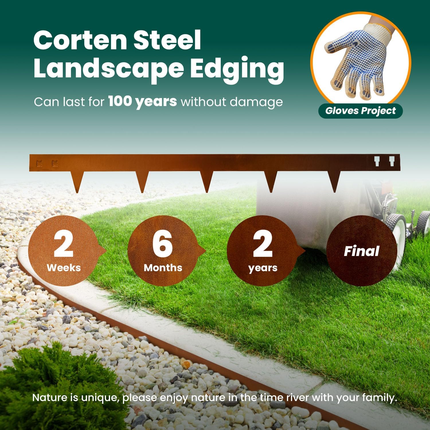 Corten Steel Edging 5 Inch 10 Packs Steel Landscape Edging 40 Inch Strips Hammer in Landscape Edging Metal Garden Edging Landscaping for Yard Lawn Outdoor Flower Plant by GZGNEEVL