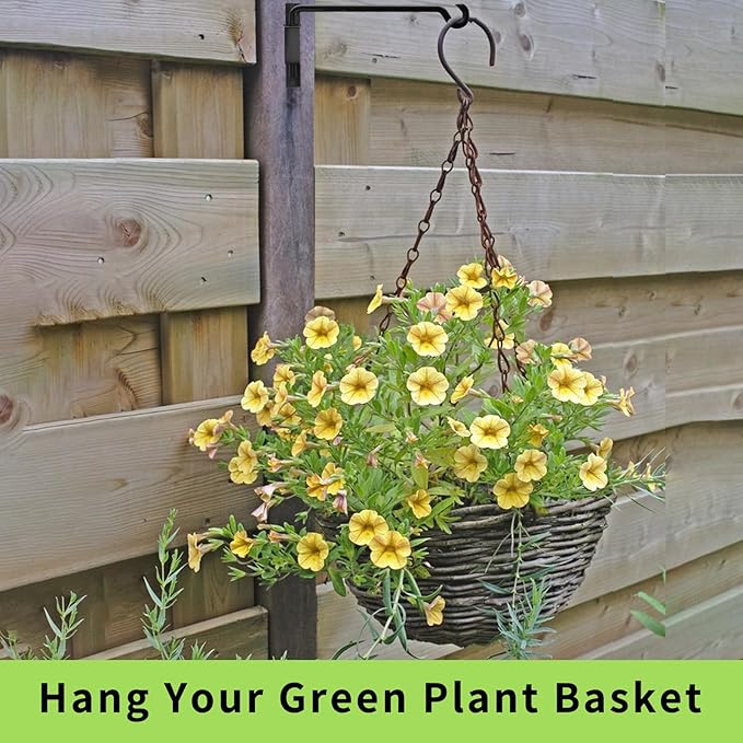10 Inch Hanging Plant Holder, Wall Plant Hanger, Plant Hangers Outdoor, Swivel Plant Hanger, for Outdoor Hanging Bird Feeders, Wind Chimes, Plant Baskets, Black