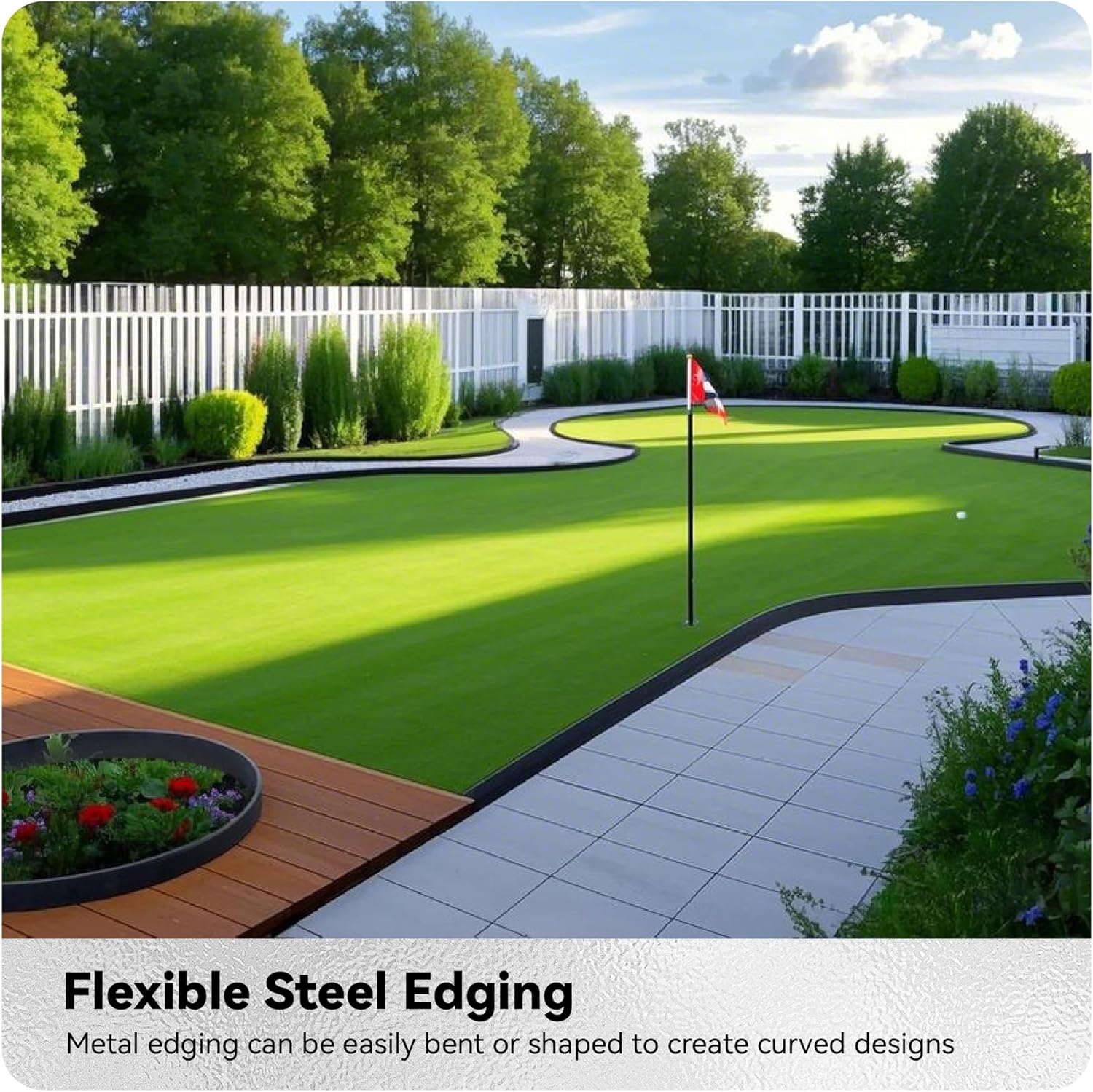 Worth Galvanized Steel Landscape Edging 4.5" x100' Metal Garden Edging Roll Flexible Bender Border with 31Pcs Stakes for Lawn, Flower Bed Edges, Black