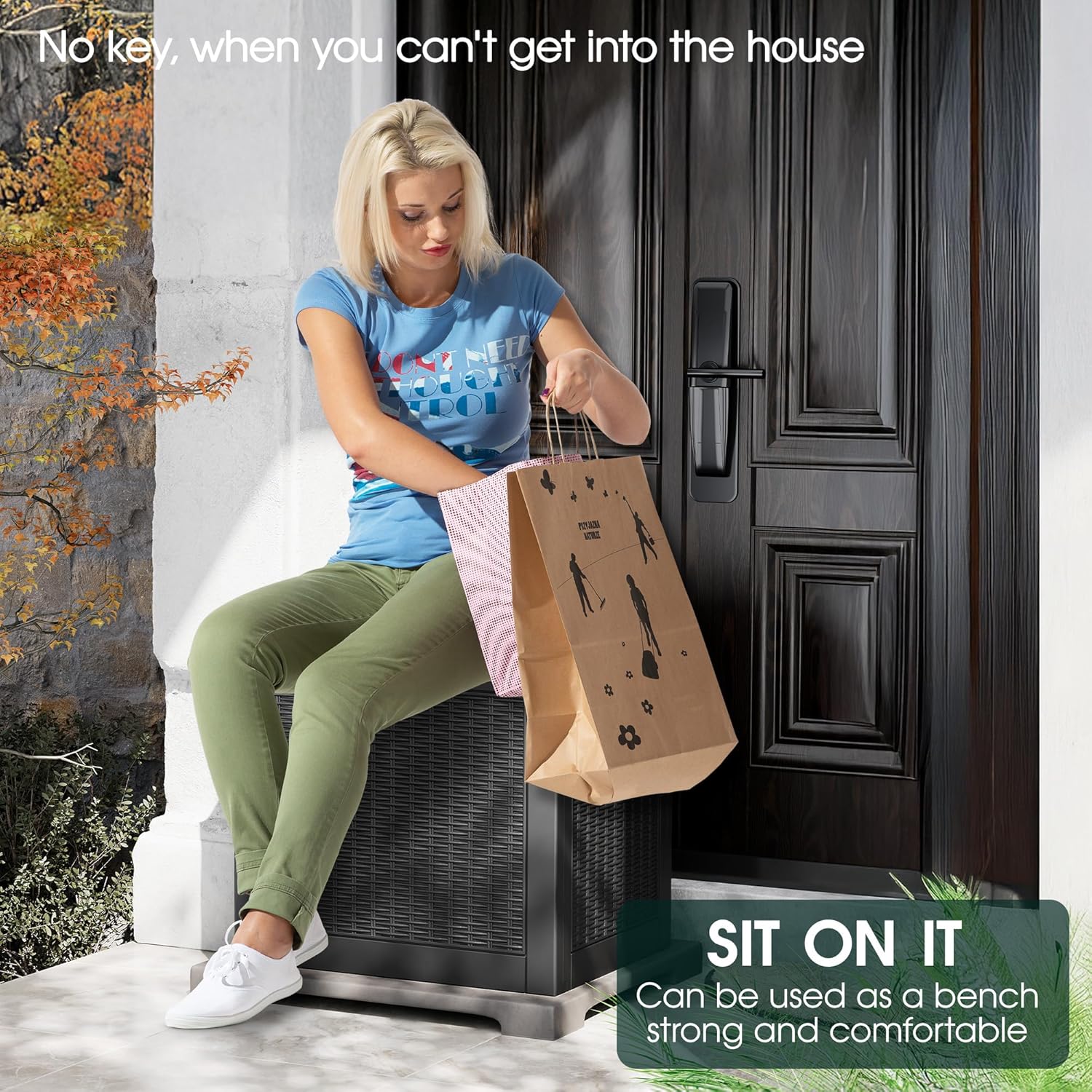 NUNU LAB Outdoor Storage Box, 33 Gallon Resin Deck Box Indoor and Outdoor Use, Waterproof Lockable Patio Storage Bin for Gardening Tools,Package Deliveries,Patio Cushions,UV Resistant,Black