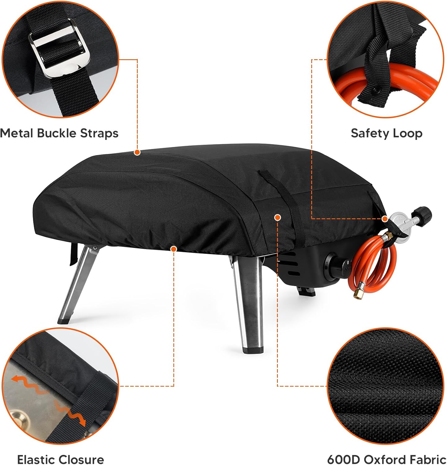 Onlyfire Pizza Oven Cover for Ooni Koda 16, Heavy Duty Waterproof Weather Resistant Dust-Proof Pizza Protective Carry Cover, Black