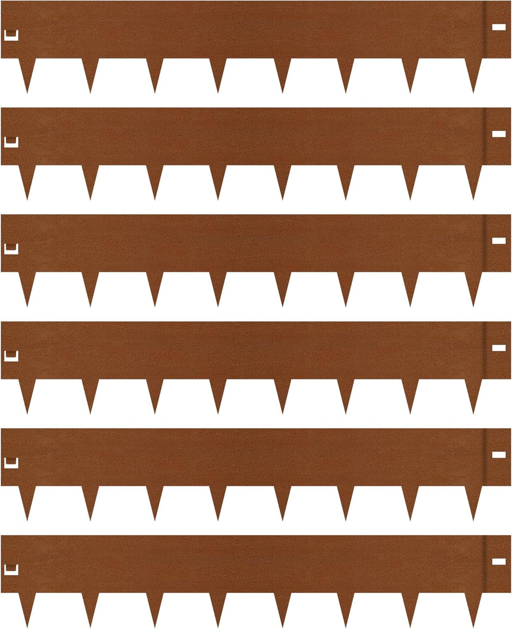 Worth Garden 6-Pack 8" H. Corten Steel Landscape Lawn Edging (20Ft Total) - Rust Patina Finish 18-Gauge Bendable Metal Strips - Hammer-in Edging Border - Buckle Connection - Yard Pathway Divider