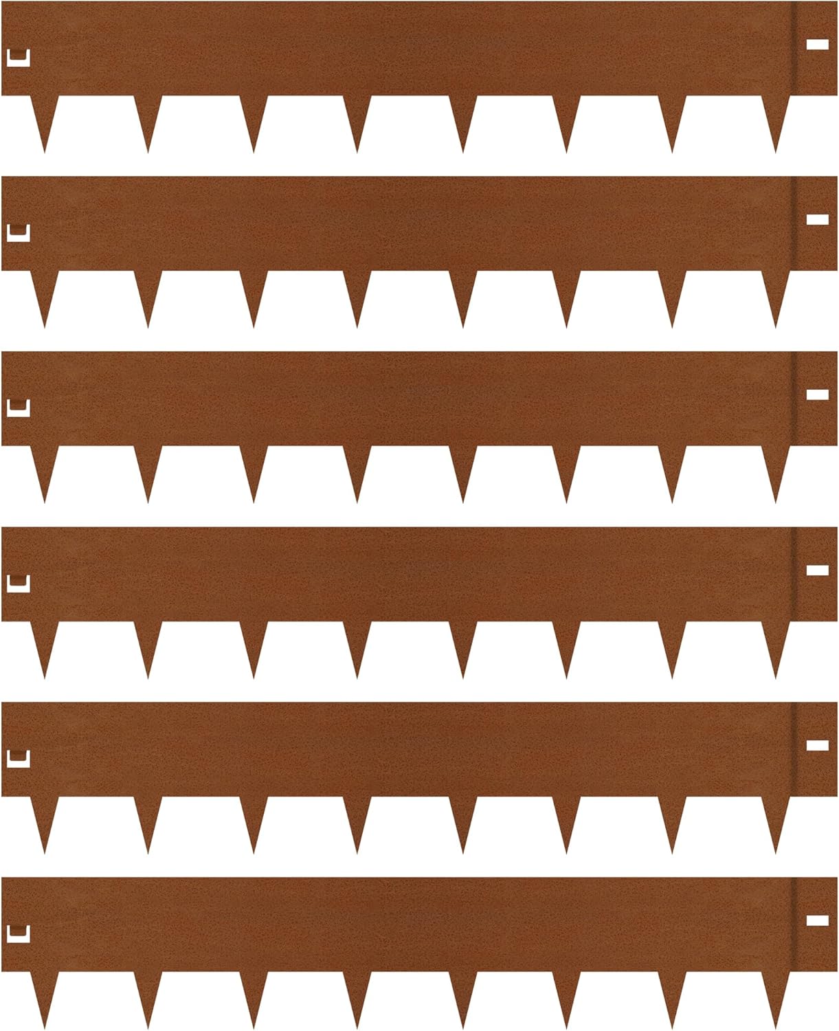 Worth Garden 6-Pack 8" H. Corten Steel Landscape Lawn Edging (20Ft Total) - Rust Patina Finish 18-Gauge Bendable Metal Strips - Hammer-in Edging Border - Buckle Connection - Yard Pathway Divider