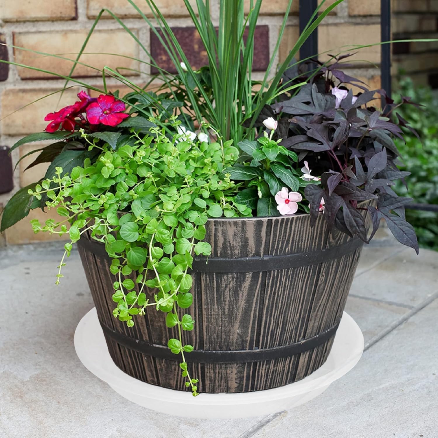 4 Pack of 16 inch Plant Saucer, Large Plant Tray, Heavy Sturdy Plant Drainage Tray for Indoors, Bird Bath Bowls, Sturdy Plastic Pot Tray for Planter (Clear)