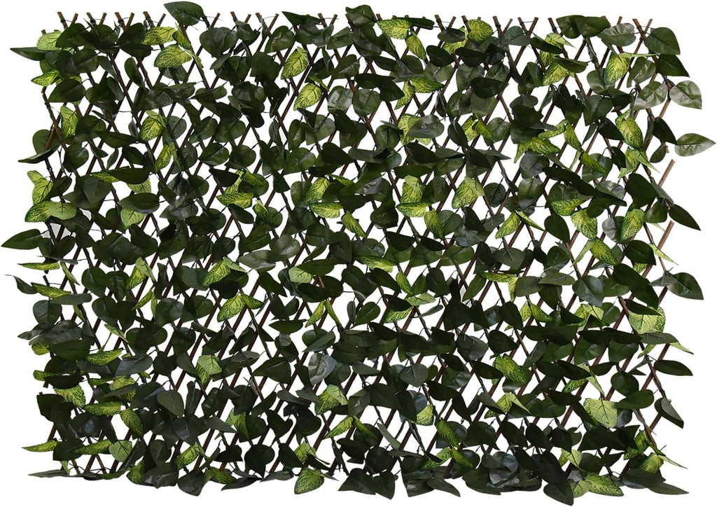 Expandable Fence Privacy Screen for Balcony Patio Outdoor,Decorative Faux Ivy Fencing Panel,Artificial Hedges (Single Sided Leaves