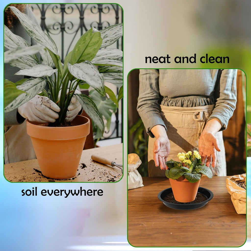 12 Pack 8 Inch Round Plant Saucers for Less 6.8 Inch Pot Indoors Outdoors Plant Trays for Pots Planter Saucer Plastic Plant Drip Tray Planter Water Tray for Potted Plants(Black, 8"(12pcs))