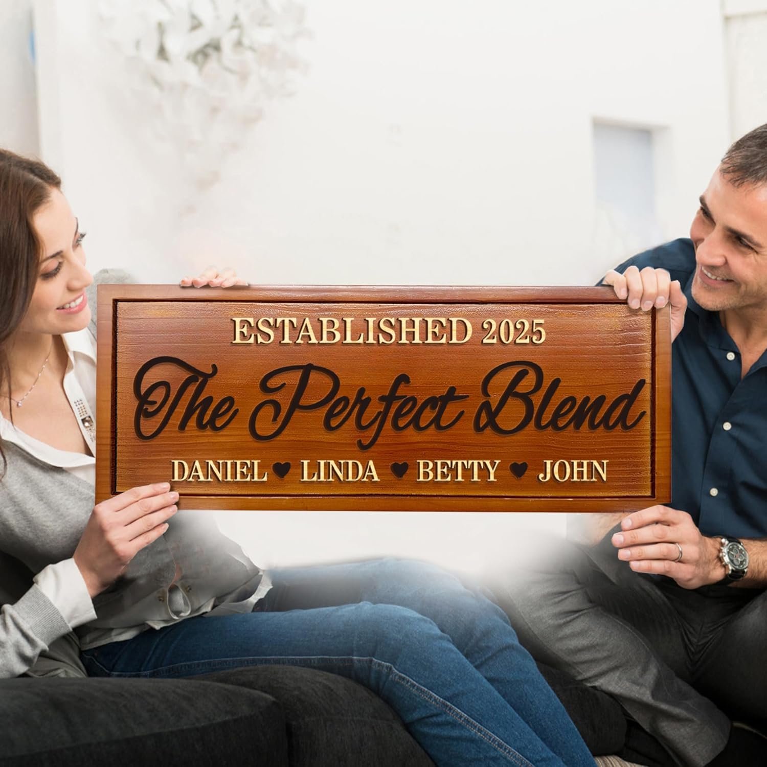 The Perfect Blend Sign Personalized Blended Family Name 3D Wood Sign Custom Names Wooden Sign