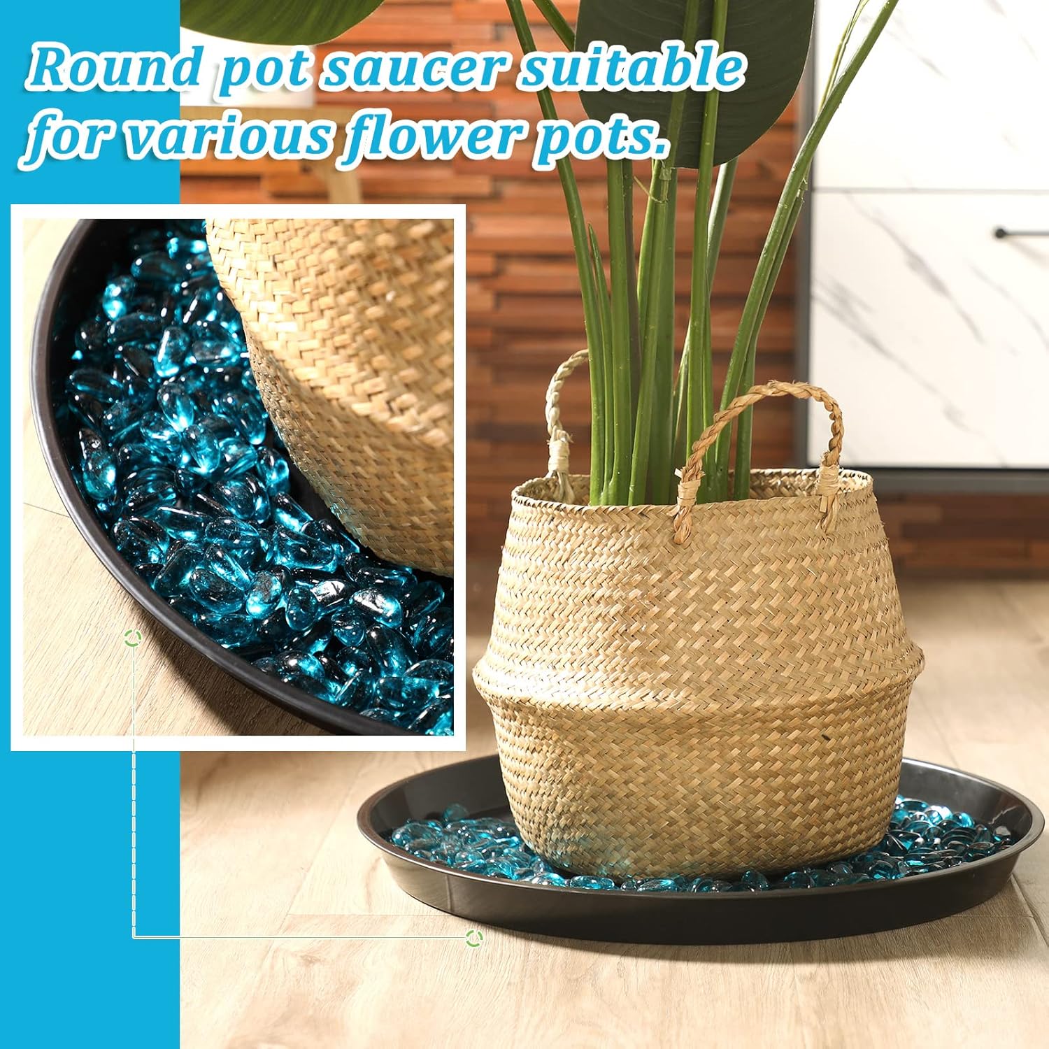 Eccliy 12 Pcs Plastic Plant Saucers Round Plant Tray Large Flower Pot Heavy Duty Planter Water Trays Thick Planter Drip Saucers for Indoors and Outdoors(16, 18 and 20 Inch,Black)