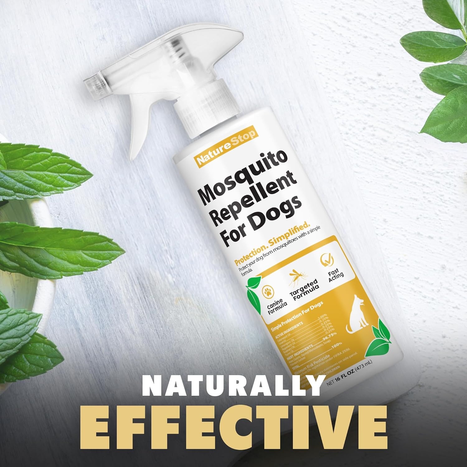 Mosquito Repellent Spray for Dogs, DEET-Free & Pet-Safe Bug Spray for Outdoor Protection, 16 oz (475mL)