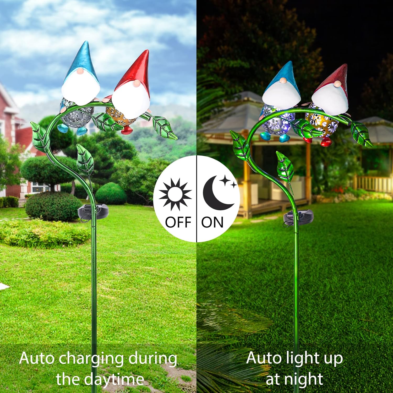 Bshine Outdoor Solar Garden Decor Fairy Man Light, Waterproof LED Metal Stake Yard Art for Backyard, Pathway, Lawn Ornaments, Gift for Mom