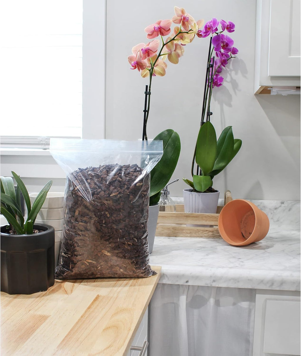 100% Organic Material All Natural Orchid Bark (8 Quarts), Long Lasting All Natural, High Flowering and Aeration for Orchid Plants, Vanda,Phalaenopsis, Cattleya and Houseplant Repotting