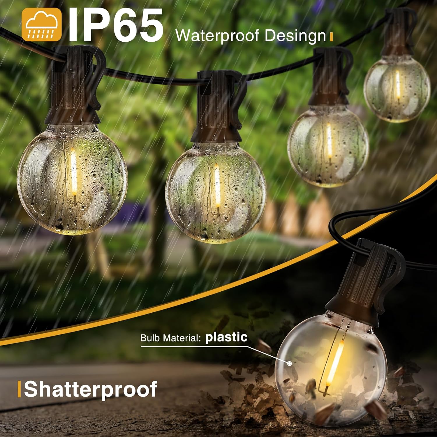 ZJOJO Solar Outdoor String Lights 200FT(100 * 2Pack) G40 Globe Patio Lights Outdoor String Lights Solar Powered with 100 Edison Glass Bulbs 2700K Shatterproof Hanging Lights for Porch Backyard Bistro