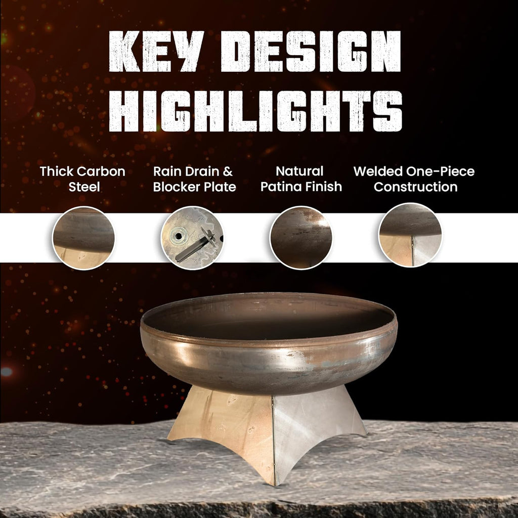 Liberty Fire Pit – Ohio Flame Wood Burning Outdoor Fire Pit - 36" Diameter with Standard Base (Made in USA)