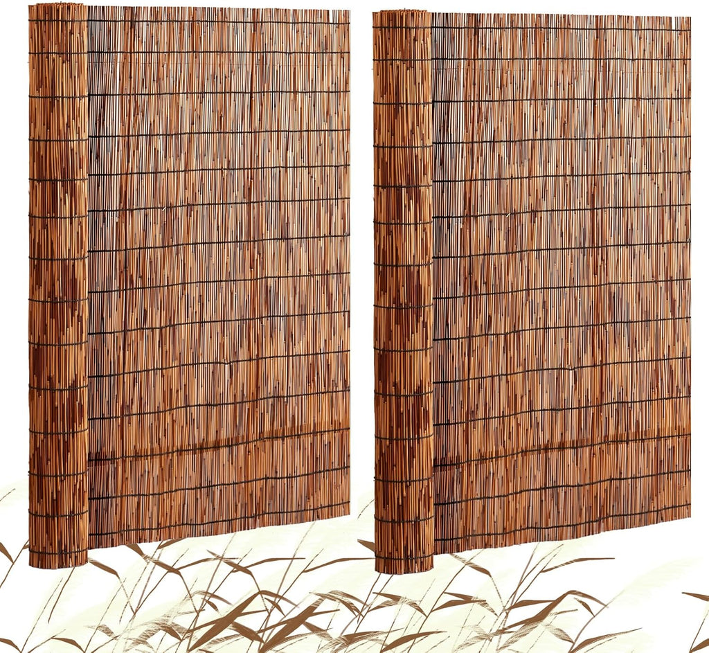 VEVOR Natural Reed Fencing, 4 ft x 16.4 ft, 2 Pack Reed Screen Curtain Balcony Reed Fence Roll for Outdoor Backyard Patio, Decorative Fence for Backyard Garden Fencing Divider, Privacy Panel, Brown