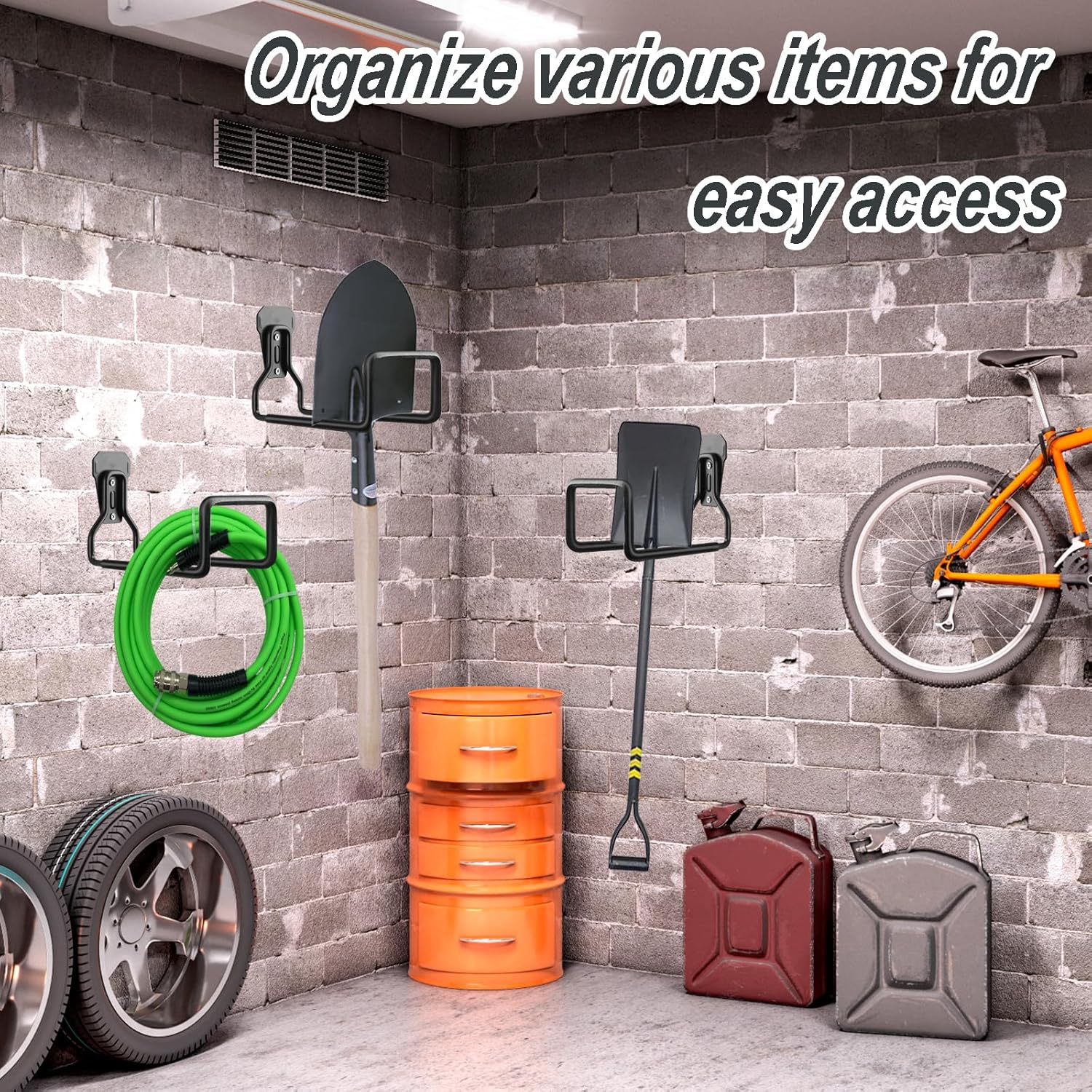 Metal Garden Hose Holder - Heavy Duty Wall Mounted Hose Reel for Outside, Hose Hanger, Sturdy Water Hose Storage, Easy Install, Versatile Use, Garden Hose Rack (Black 1pc)