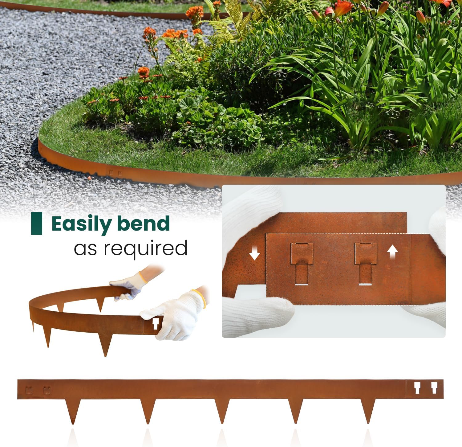 Corten Steel Landscape Edging 40 Inch Strips Steel Landscape Edging Metal Garden Edging Border Rusted Edge 4.5 Inch Depth Steel Edging for Landscaping Lawn Yard 6 pcs by GZGNEEVL
