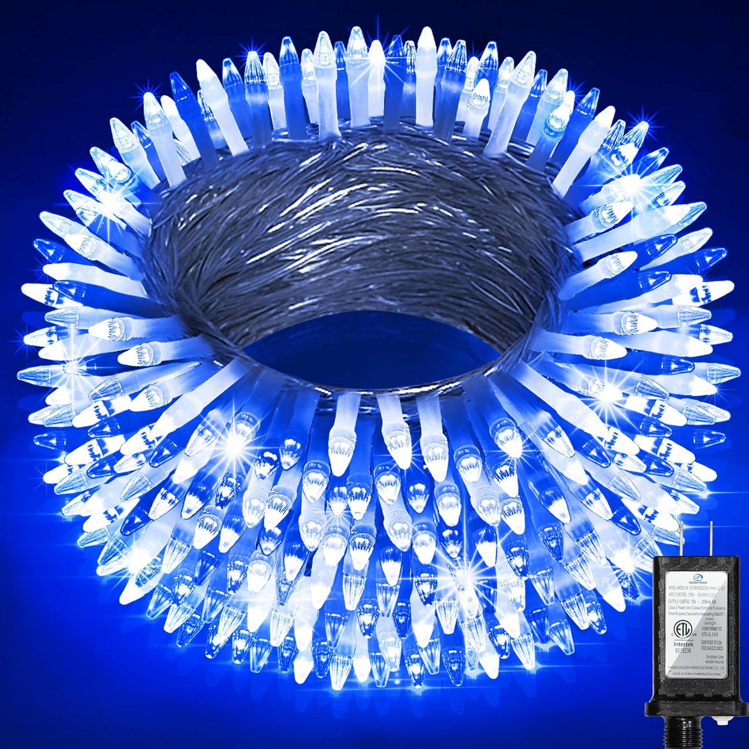 750LED Christmas Lights Outdoor Use, 240ft 12 Modes Blue and Cool White LED String Lights with Timer Dimmable, Waterproof Christmas Tree Lights for Xmas Patio Yard Fence Balcony Garden Decor