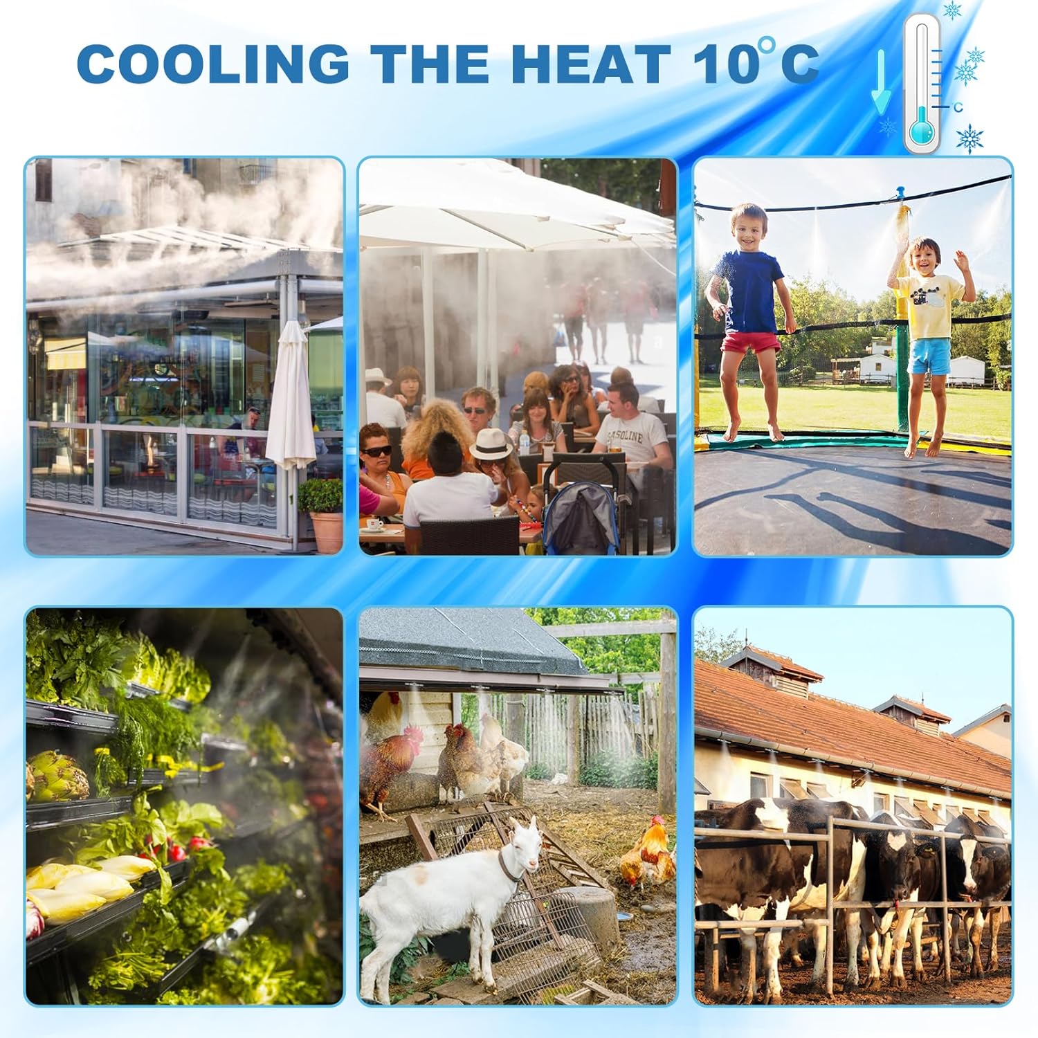 Brass Patio Misting Kit – 10 Brass Micro-Nozzles & 10 3/8″ Slip Connectors for Outdoor Cooling (UNC 10/24, 0.012″ Precision Orifice, 15-280 psi)