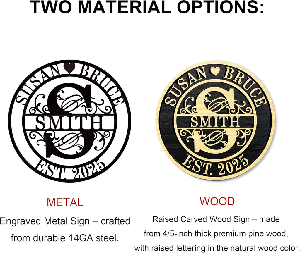 Personalized Christmas Gifts 2025 Custom Wedding Anniversary Sign Personalized Family Name Signs Monogram Wall Décor Best Housewarming Gifts