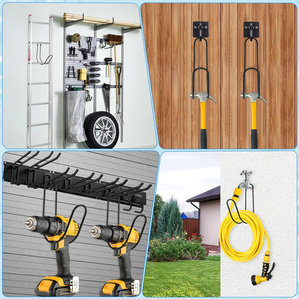 Garden Hose Holder Water Hose Hanger Wall Mounted,304Stainless Steel Solid Hose Hook Holds Up to 50Ft Garden Hose, Expandable Hose, Water Hose(Chrome 2pcs)