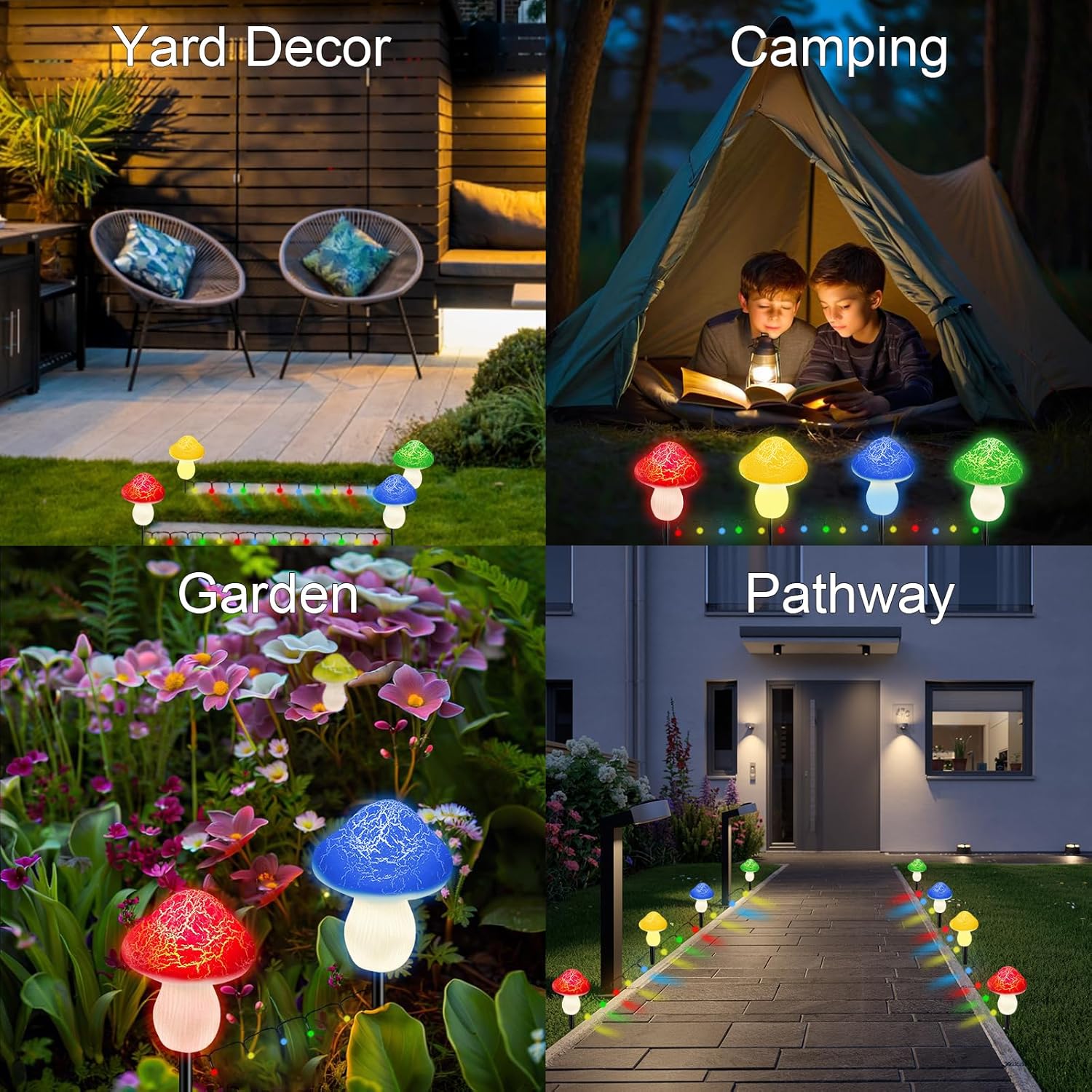 Mushroom Solar Lights Outdoor Decor - 8 Pack 50 LED Crackle Mushroom Lights, 23ft Solar Powered Fairy String Light with 8 Modes, Waterproof for Outside Garden Yard Patio Pathway, Colorful