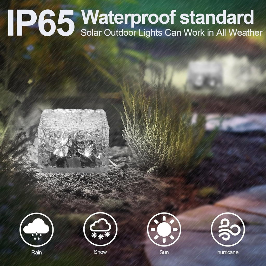 Solar Brick Lights-Outdoor Solar Lights for Yard-Solar Brick Landscape Path Light 3 Pack LED Light Brick Garden Decor for Pathway Patio Walkway Backyard Decoration