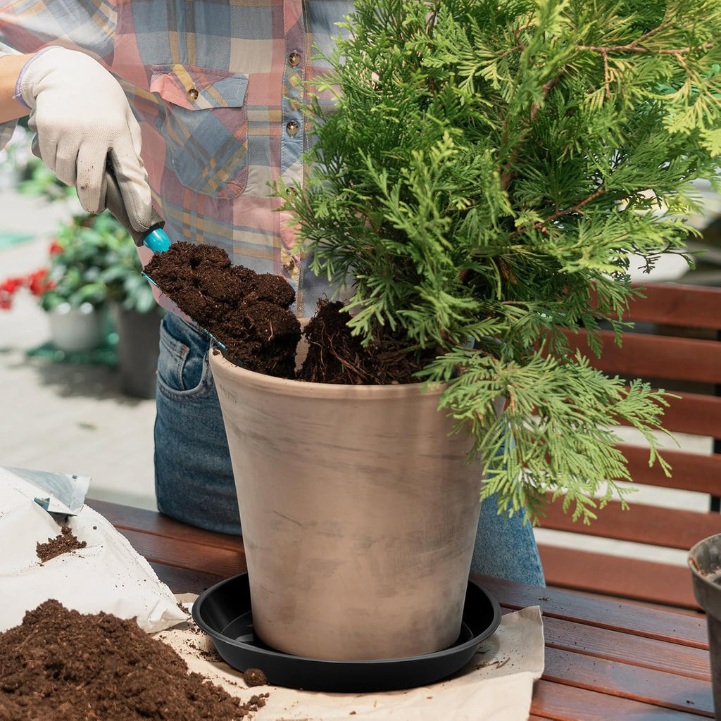 Eccliy 6 Pack Plastic Plant Saucer Heavy Duty Planter Saucers Large Plant Pot Plastic Water Trays for Indoors and Outdoors Flower Drip(12 Inch,Black)