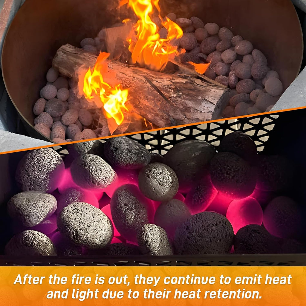 CJGQ 45 Lb Lava Rocks for Fire Pit,1"-2" Natural Pebbles Tumbled Lava Rock,Round Fire Pit Rocks for Portable Fireplaces Propane Gas Fish Tank Landscaping Garden Decoration