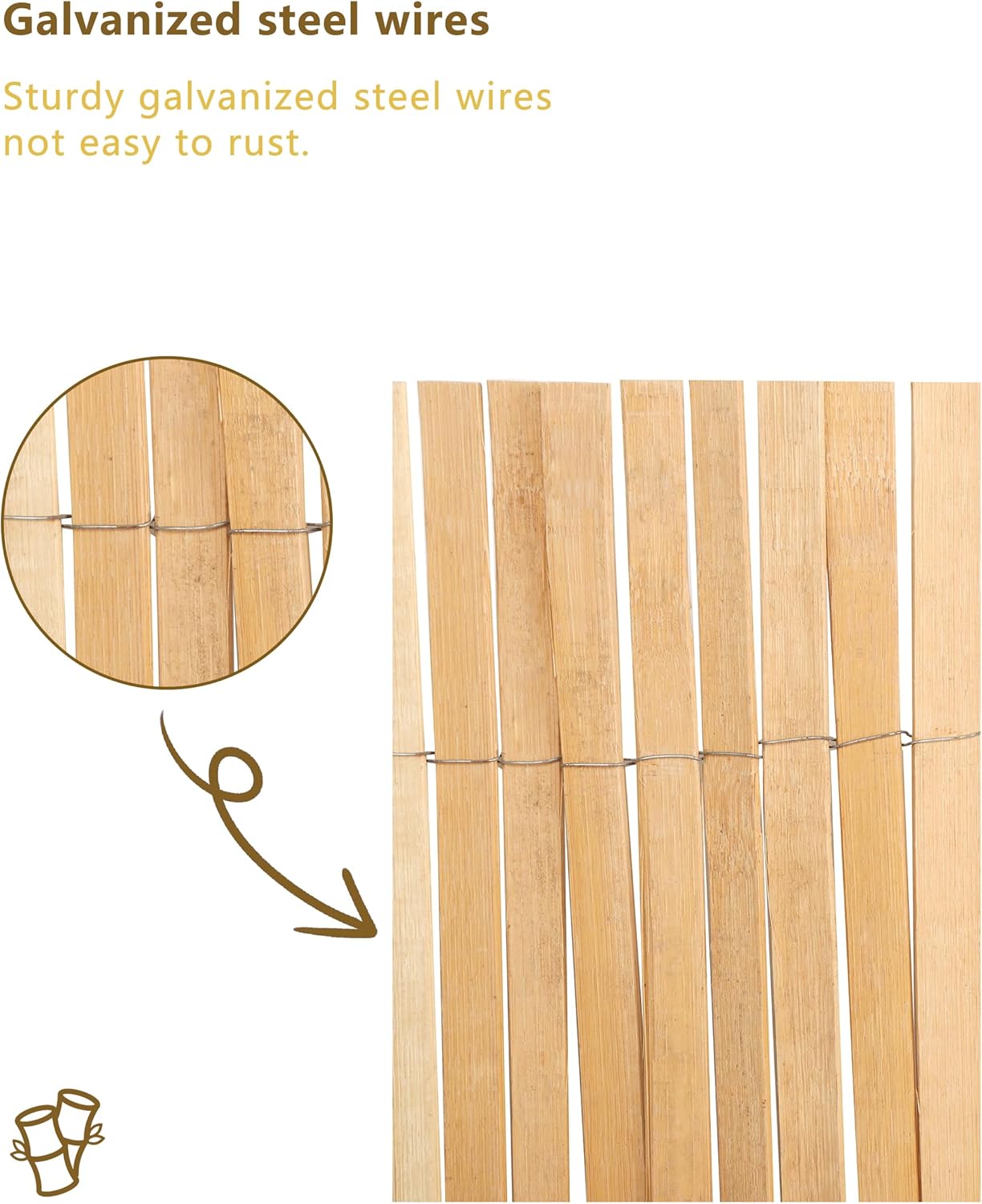 6.5ft x 13ft Bamboo Slat Screening Roll, Natural Bamboo Privacy Fence Panels for Outdoor Garden, Patio, Yard, Balcony, Privacy Screen Divider