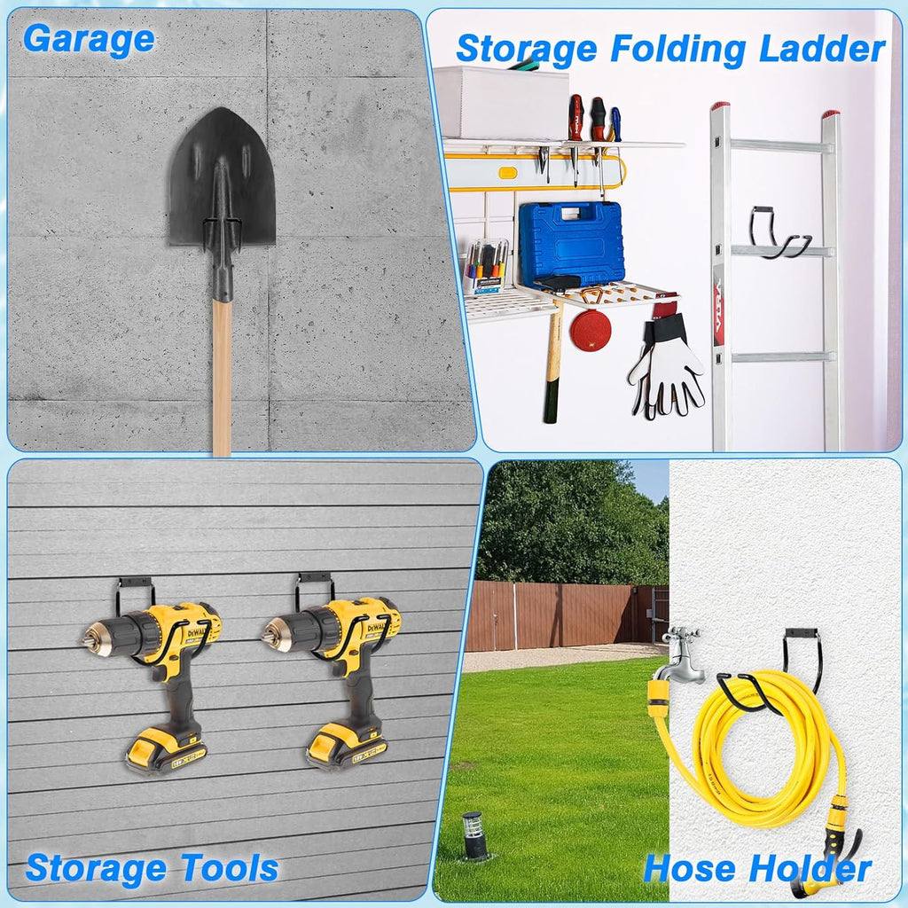 Garden Hose Holder Wall Mounted,304Stainless Steel Solid Hook Holds Up to 150Ft - Black Paint