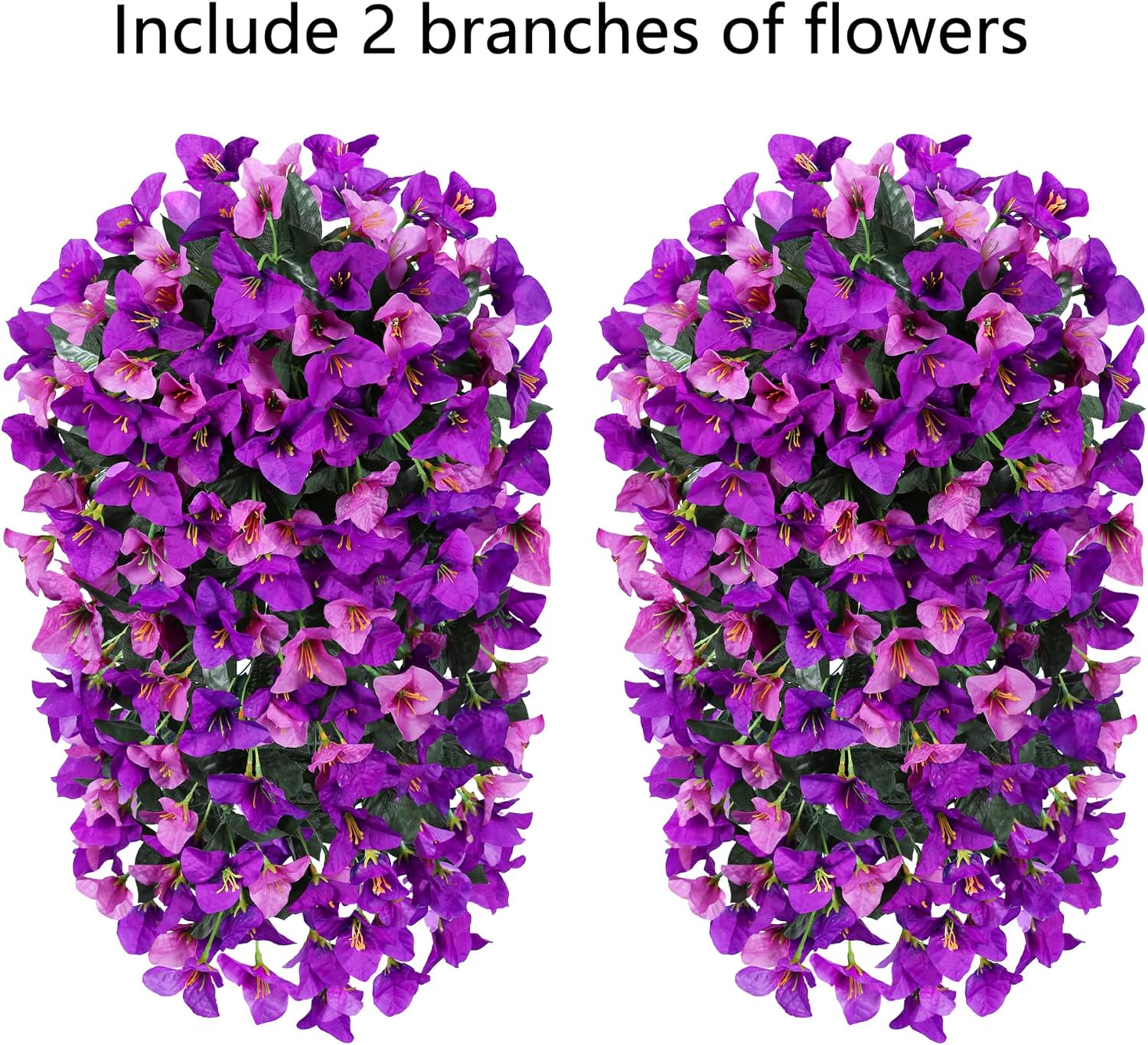 Bougainvillea Artificial Hanging Flowers Plants for Outdoors Decoration, 2pcs Fake Flowers Silk Bougainvillea Vines Realistic UV Resistant Faux Flowers for Outdoor Planters Porch Patio, Mix